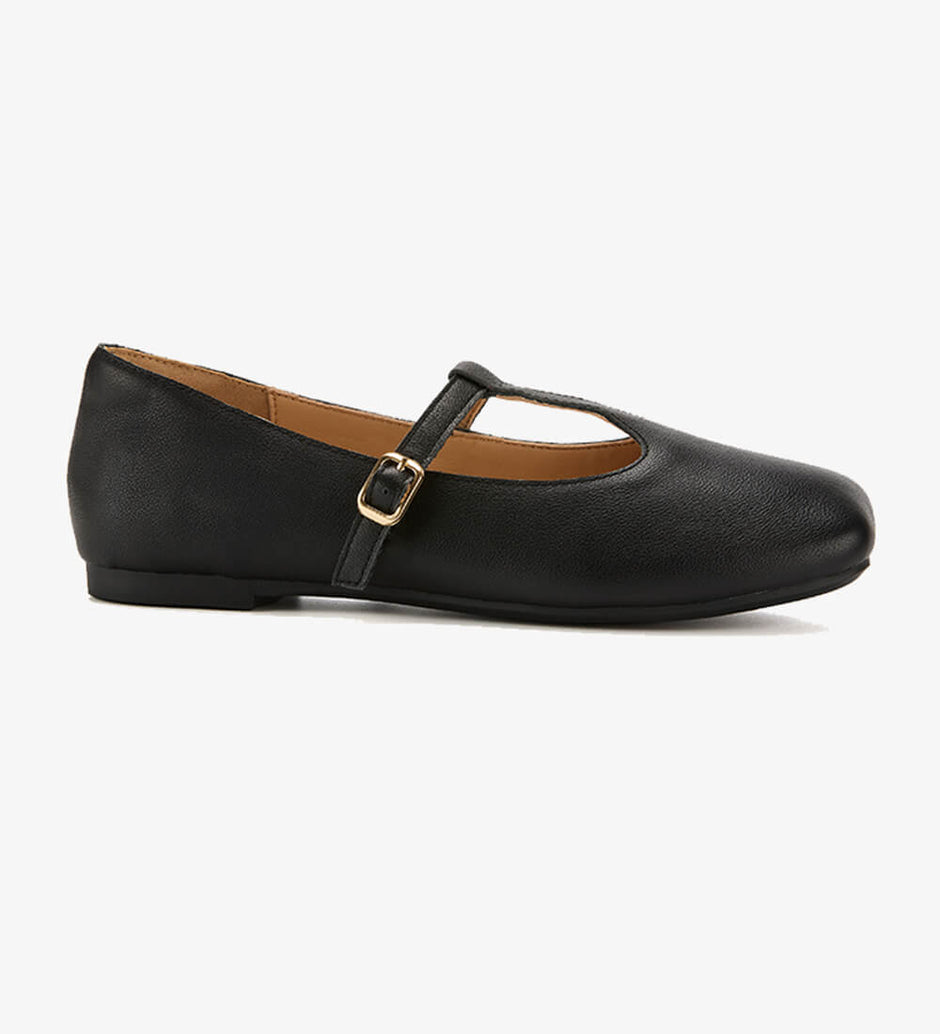 T-STRAP SQUARE TOE FLAT