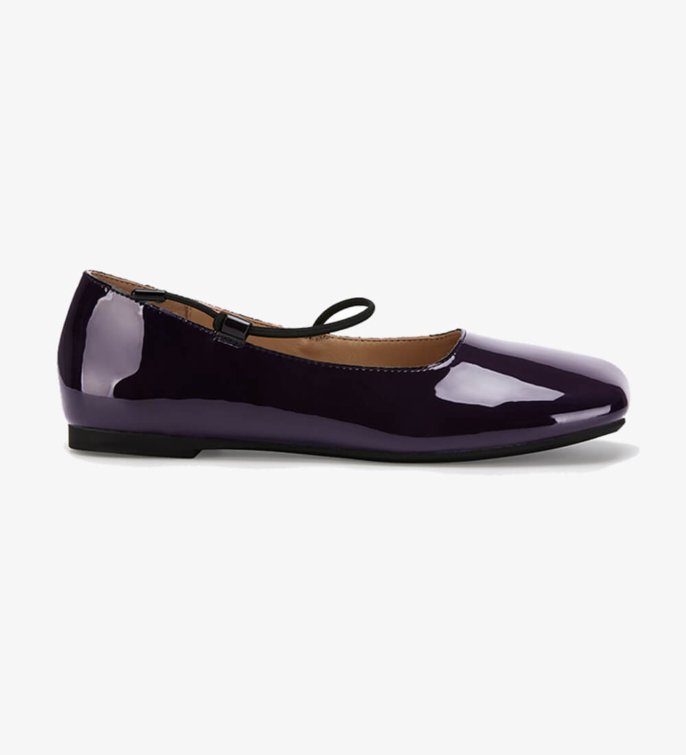 Square-Toe Patent Leather Flat Half-Slippers